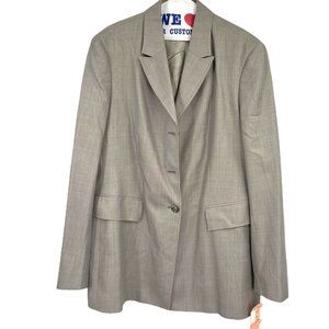 TALORA Taupe Gray Wool Long Sleeves Lined Button Front Blazer Sz 16 NWT $375
